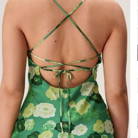 Adoore Vienna Open Back Midi Dress in Green Floral Print Size 4 - Picture 3 of 11